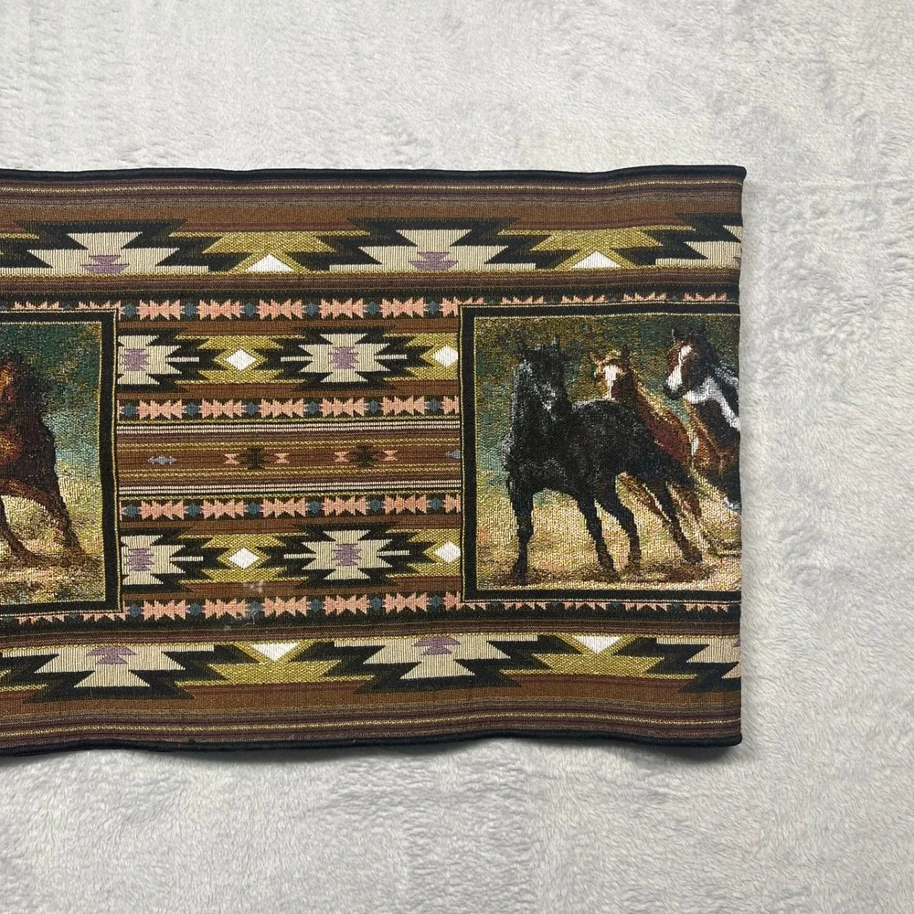 C. Cummings Table Runner Brown Southwestern Wild Horse Tapestry 68x13